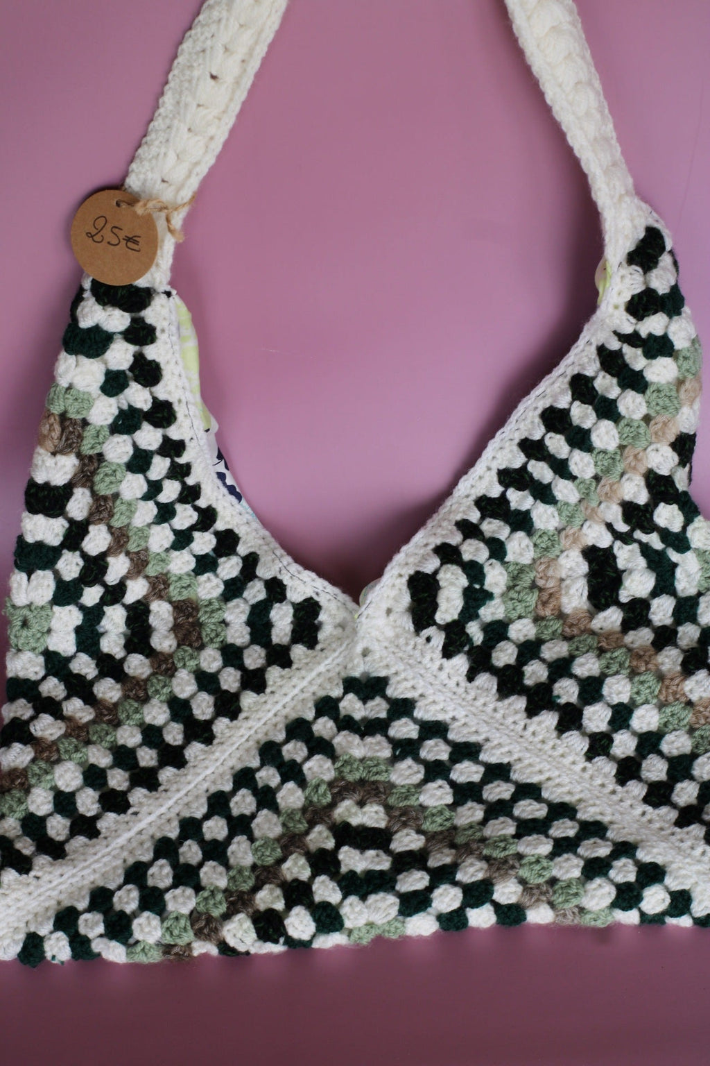 Tote bag au crochet vert